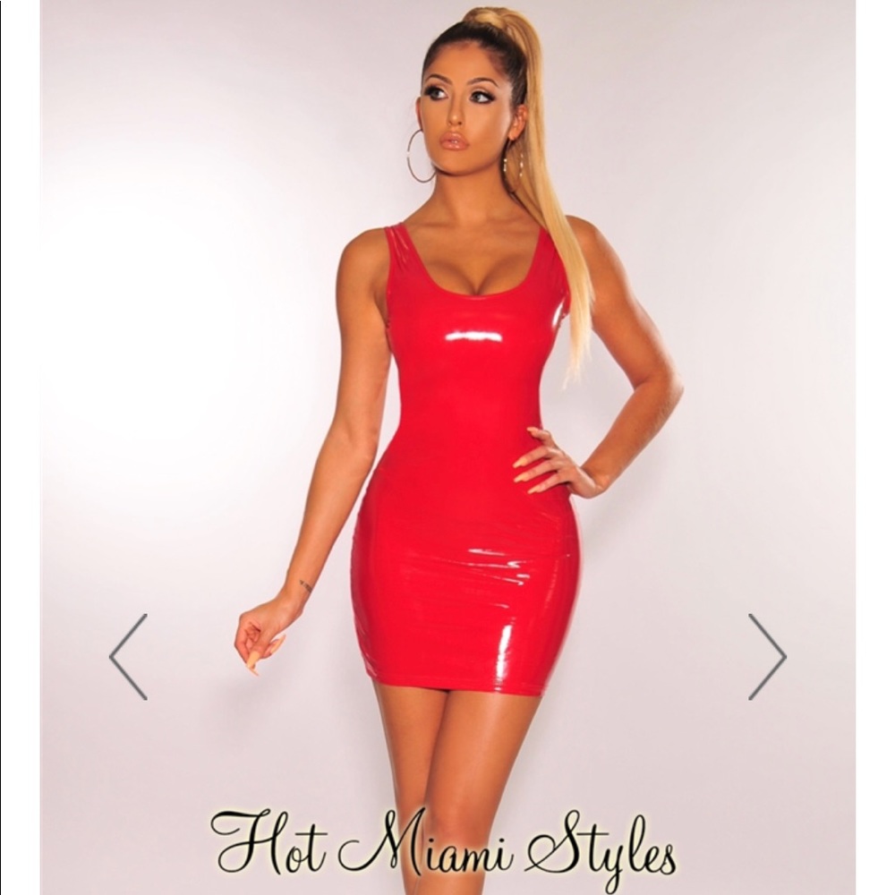 Red latex Hot Miami styles dress